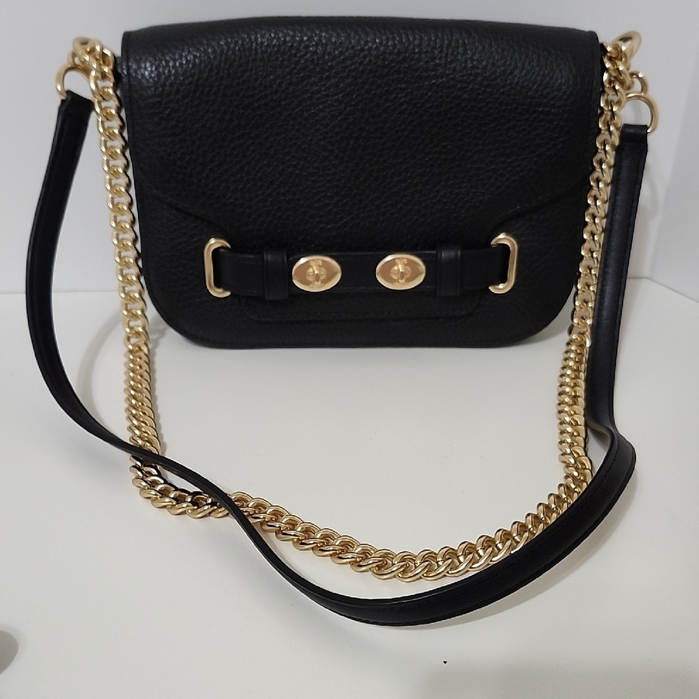 Black and Gold Crossbody Bag with Chain Strap, NWOT